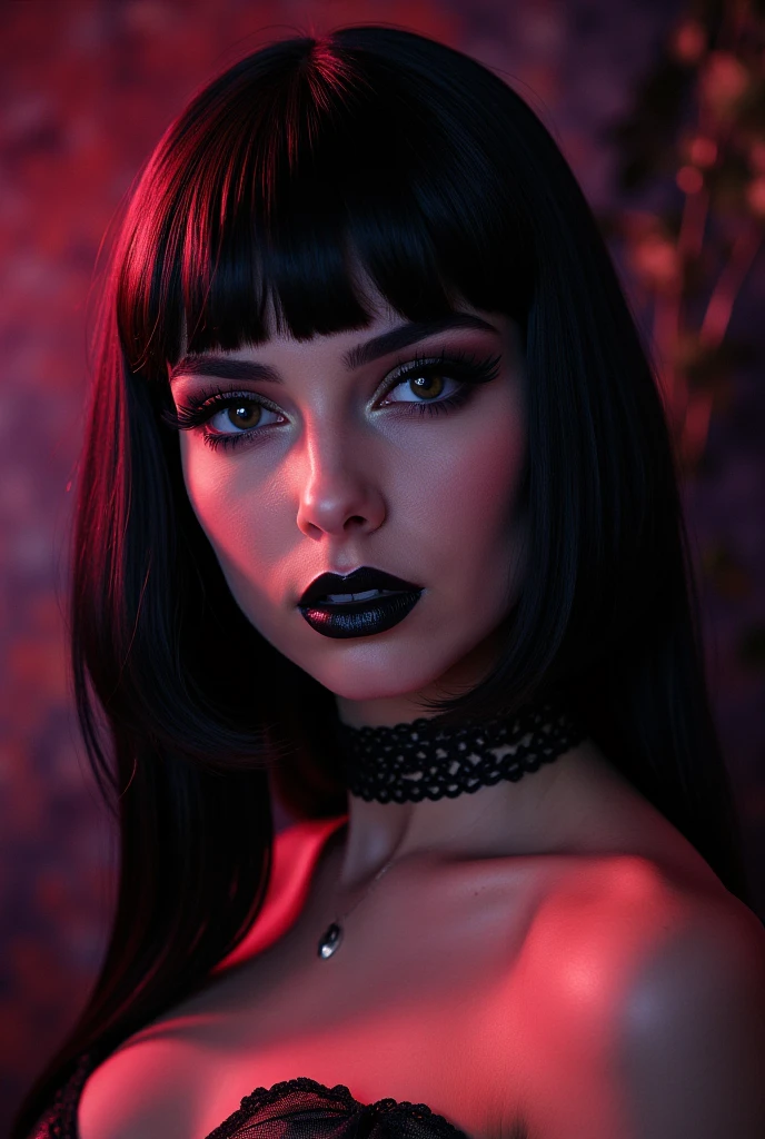 (best quality, hyperdetailed photography:1.2), beautiful lady, freckles, gothpunk witch,dark makeup, soft light, perfect breast, cover, (detailed beautiful face, detail skin texture, ultra-detailed body:1.1) sexy vampire girl, red eyes, closeup portrait,