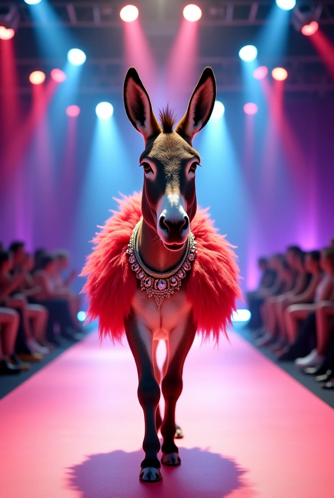 K9 dog in pink face mask and half human body nude dancing ina cruise pink party, by: Sam Oca