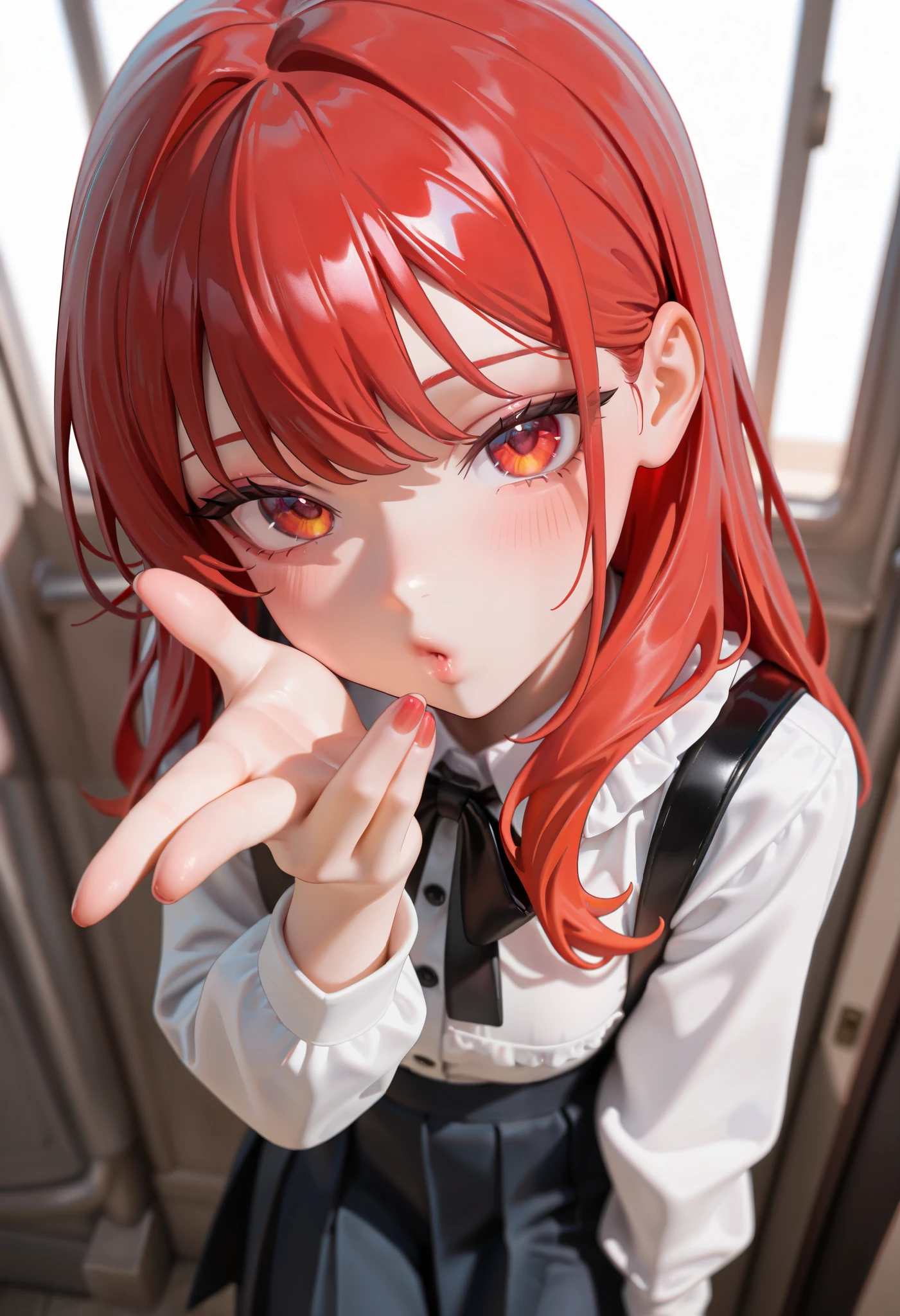 ( masterpiece, best quality), safe, incredible quality, very aesthetic, absurdities, highres, newest , HDR-10, 8K, high detail RAW color art , large pupil , tabs, high-detail RAW color art ,1 girl, from above,blowing a kiss