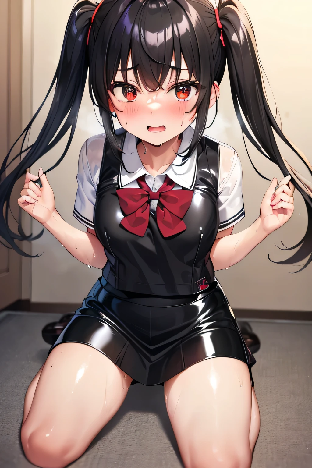 ((Highest quality)), ((masterpiece)), (detailed), One girl, sexy((Highest quality)), ((masterpiece)), (detailed), One girl, sexy((Highest quality)), ((masterpiece)), (detailed), One girl, sexy,(非常にdetailedな CG ユニティ 8k 壁紙), (masterpiece), (Highest quality), (超detailed), ,Crying face,(Best illustrations), (Best Shadow), (Absurd), , Sweat, vapor, View your viewers, Very beautiful face,Handsome,Crying face,blush,Japanese young girl,Embarrassing,Humiliation,blush,Completely naked,(((nsfw,nude1.9))),Beautiful teeth alignment,Beautiful body lines,Beautiful Hands,Beautiful legs,Thin legs,Thin hands,Small breasts,Shapely breasts,Long black hair,Shiny hair,Twin tails,Curved waist,Flexible body,Soft body line,Half-open mouth,White socks,Red ribbon around neck,School classroom,spread legs,Lots of drool coming out of the mouth,Pussy in full view,Anal fully exposed,(((A lot of love juice from the pussy,A lot of love juice from anal))),Climax,dildo,squatting,A lot of love juice on the floor,Lots of drool coming out of the mouth,Plea,Showing off,Look at my pussy,cum on breasts,facial,pussy juice,sweat,wet,cum string,excessive cum,cum on hair,cum on body,cum on breasts,