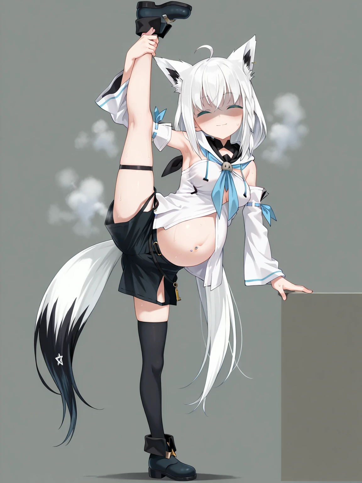 cat ear,long white hair,High ponytail,shackle,Hands behind your back,With a collar around the neck,mini-skirts,black lence stockings,Lie on the ground,Looking at you,weeping,Stick out your tongue,little breast,white panties,Lick the milk on the ground,Secure with a rope,white liquid on your face,White liquid on the thighs
