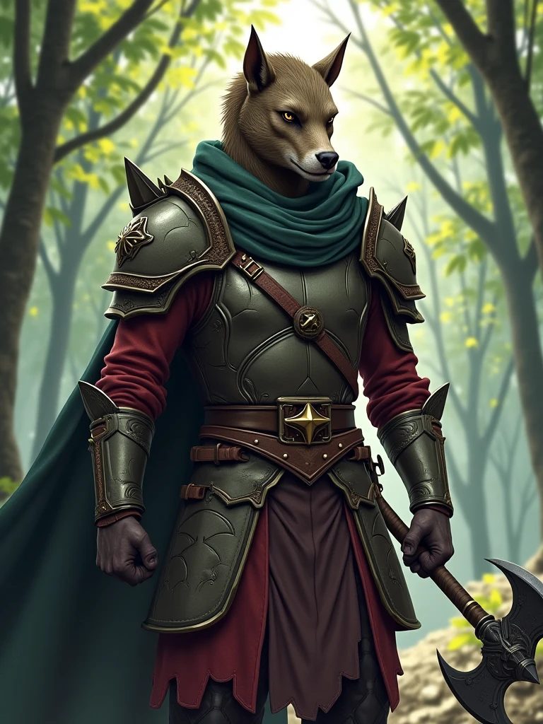 Full Body, Bugbear with short brown hair epic, intense details, Ranger armed with shotgun Masterpiece, intense details. Wearing studded leather armor and green cloak in urban background צשsterpiece, intense details. dnd art --auto --s2