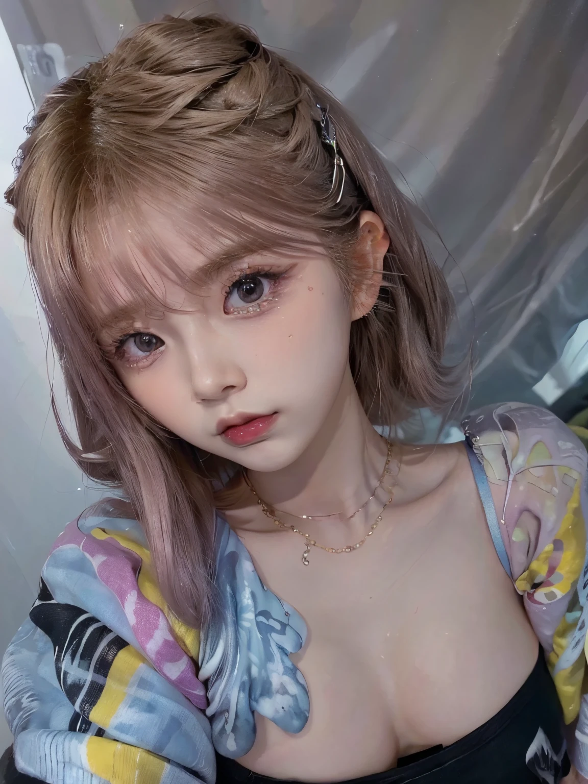 (( one girl )), girl in fashionable streetwear , neo tokyo, center| rolling| Trend-savvy | Breathtakingly Beautiful | precise lineart| vibrant| Comprehensive Footage | Carne Griffiths | Connor Rosette , 8k, cinematic light , rain, top quality , high resolution, blue sky, ( Most beautiful portrait in the world :1.5),( tattoo),((Hair color in random poses )),((smirk grin)),( sexy),(( Glossy Skin)), angle, Big Earrings ,belly button