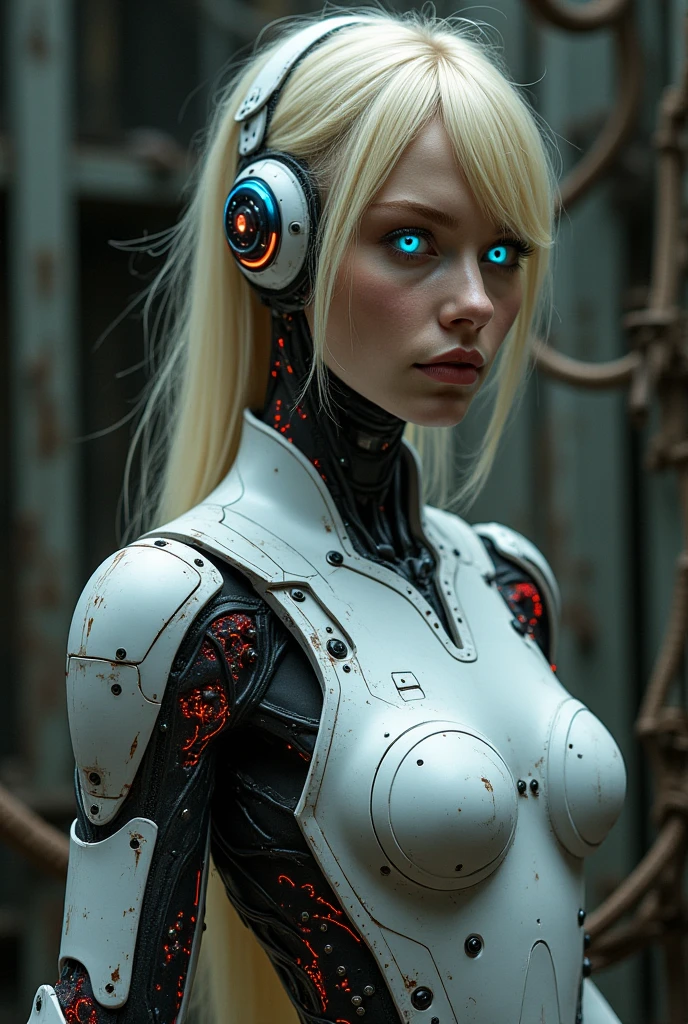 albino with a robotic arm