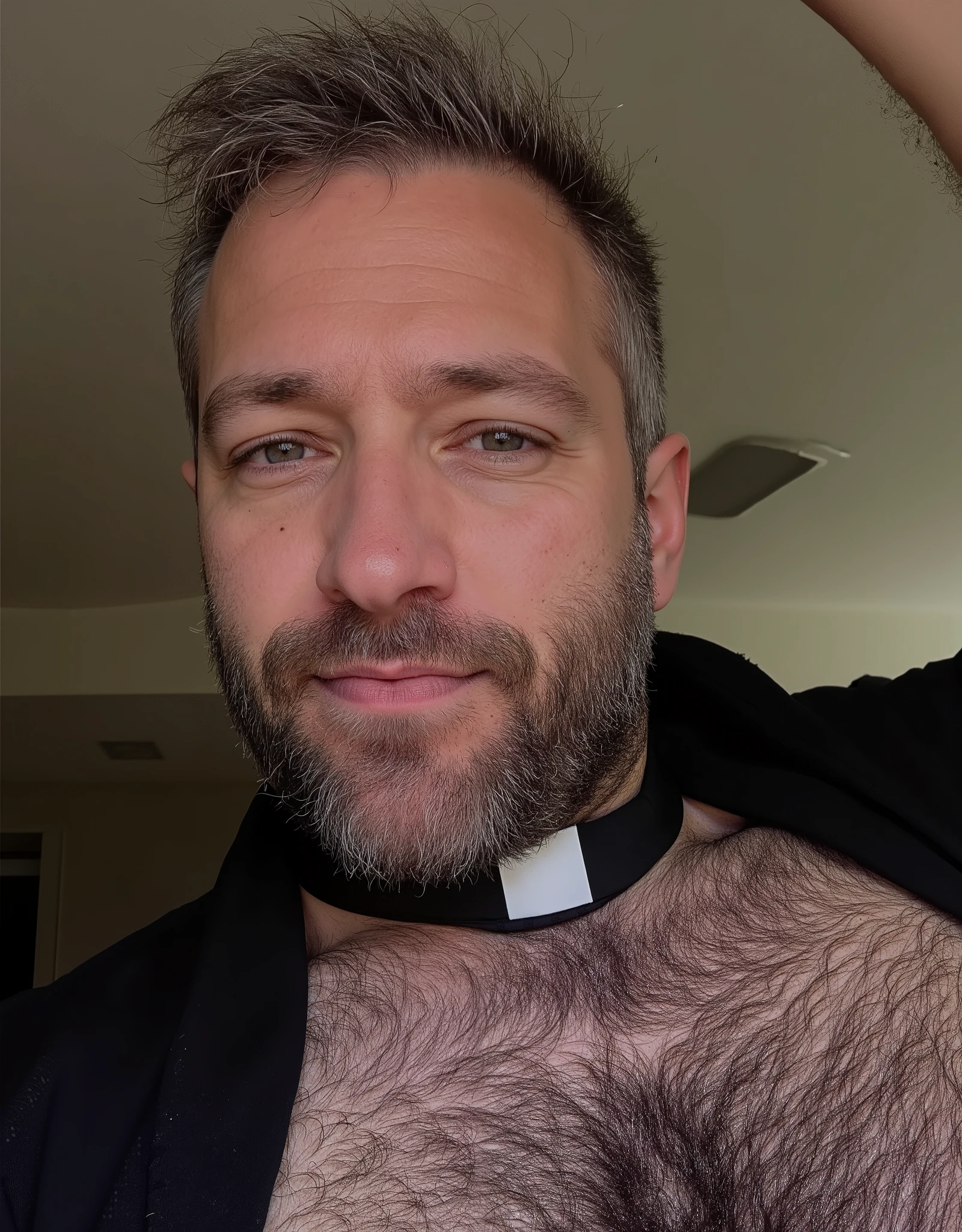 (front view), hyperrealistic, (masterpiece), high details, ultra-realistic, (a slim 50yo daddy man), shaved, sitting, legs apart, pants, looking at viewer, full body naked, big penis, big , vagina, octan light, 32k, close, blurry background, church, a priest, sweaty, lubed, perfect body, big dick, blood dripping, mouth open wide, wearing socks, wearing glasses, feet up above head, moustache, big belly, father and son