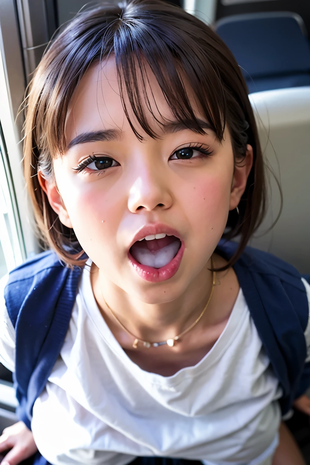  top quality, masterpiece,  super high resolution, (reality: 1.4),   original photo ,   cute Japanese girl , ,  matured, JK uniform in white , Happy smile, ,  crouching on the train seat,  Cinema Lighting, {pmbkk , }{ is present, }{ 1 girl, }{ mouth, |}{Alone, |}{  ejaculates in mouth , |}{ viewers, ||}{How, }{ portrait, |||||}{tongue, ||||||||||}{close-up, ||||||||||}{ facial, ||}{How on tongue, ||}{ eyelashes, ||||||||||||}{nose, ||||||||||||||}{Later oral sex , |||||}{ Upper teeth only, |||||||||||||||}{ man on anthuro , |||||||||||||||}{ on the forehead, ||||||||||||||||}{ heterosexual, |||||||||||||||||}{ 1 boy, ||||||||||||||||||}{ penis, ||||||||||||||||||}{flap, |||||||||||||||||||}{ bukkake with kuraih, ||||}{ erections, |||||||||||||||||||}{Verbal invitation, |||||||||||}{ with semi-closed eyes , ||||||||||||||||||||}{saliva, ||||||||||||||||||||} 