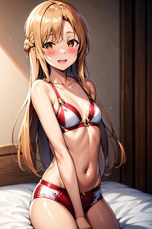 top-quality、Top image quality、masterpiece、teens girl((red santa bikini costume、18year old、 Ager、Best Bust、big bast,, a blond、A slender,Large valleys、dye one's cheeks red、White breath、Reflecting the whole body、Laugh、dance、nipple seal)),hiquality、Beautiful Art、Background with((My room at night、Christmas Wind)))、masutepiece、depth of fields,Raise your hands to show your armpits、Wearing sweat