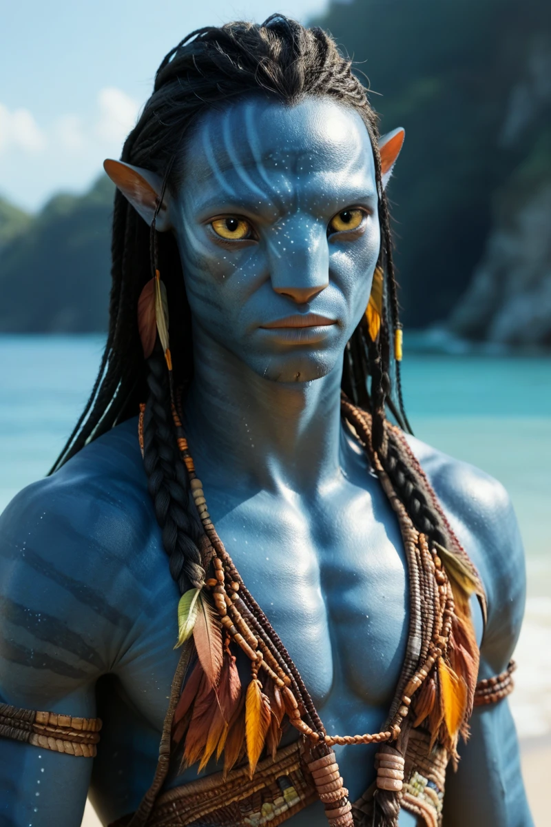((ultra detailed, masterpiece, absurdres))
<lora:AvLoak:0.8>
AvLoak, 1boy, blue skin, yellow eyes, black hair, brown loincloth, Water Reflections in a Park