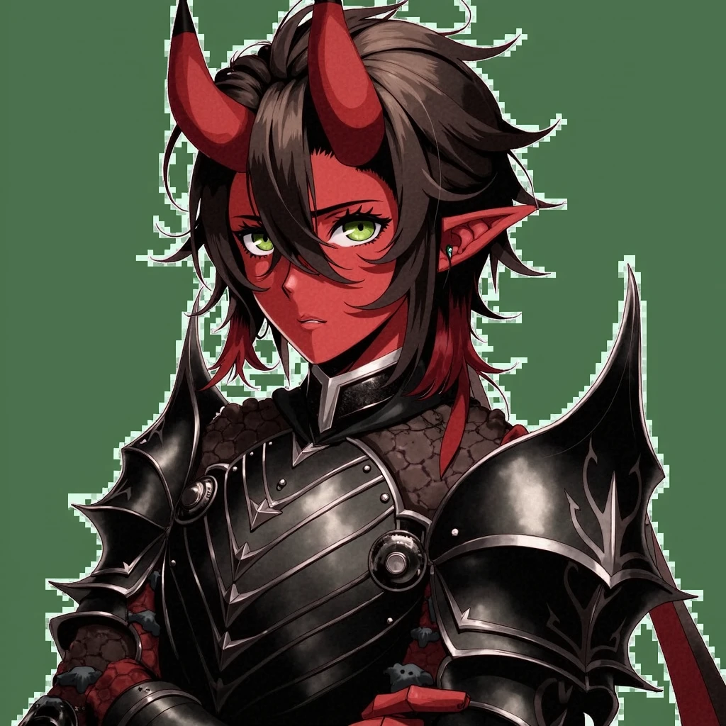 Portrait of a noble knight，Dignified，Royal Knights，armour，opulent，ultra - detailed，realisticlying, elf male, menacing red aura, long brown hair
