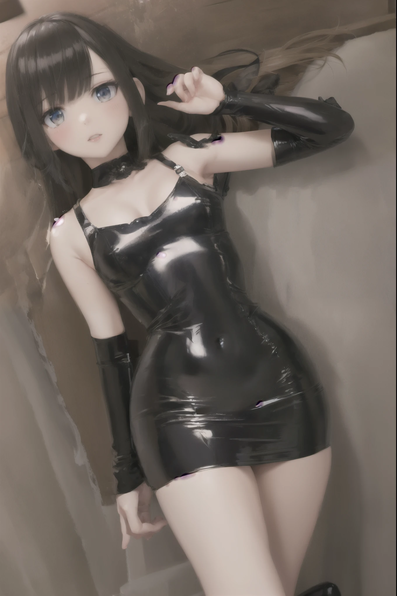 (((Yankee sitting:1.4)))、(((Poop sitting:1.4 )))、(((open legs:1.4)))、(((Wide-open legsでしゃがむ:1.4)))、(((Spread your legs in an M shape:1.4 )))、BDSM、Queen、mistress、(((One girl)))、(((solo:1.8)))、(((Black latex elbow gloves:1.4 )))、(((Black latex corset dress:1.4)))、(((The corset dress is decorated with beautiful lace.)))、(((Corset dress with shoulder straps)))、(((Black latex tight mini skirt:1.4)))、(((Black Thigh Boots)))、(((Black rubber tights:1.2 )))、(((Stiletto Heel Boots:1.4)))、(((Black latex panties)))、(((Black latex bra)))、(((Red leather collar)))、(((Sexy pose:1.4 )))、Wide-open legs:1.2、(((Erotic)))、(((Cowboy Shot)))、Close-up、Fine-grained beautiful skin、Perfectly balanced body based on anatomy、Two perfect anatomical arms、Two perfect anatomical legs、(Perfect 4 fingers and 1 thumb)、Thin thighs、Slim figure、Style like a fashion model、Physically perfect body、Two arms with perfect anatomy、Two anatomically perfect legs、Detailed face、(((Brown eyes)))、((( Brown long straight hair)))、(masterpiece, Highest quality, Very detailed)、indoor、Hotel Bed、Black rubber sheets、Sit on the bed、1 girl、Staring at the audience、looking at the camera、Wicked Smile、smirk、Licking lips with your tongue、Licking my tongue、open mouth、pitch out、saliva、blush