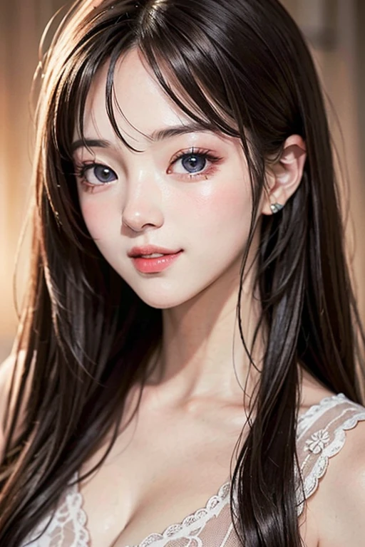 Immerse yourself in the world of game art with this visually diverse and creative half-length photo of a 20-year-old girl, featuring a close-up of her detailed eyes and large breasts.