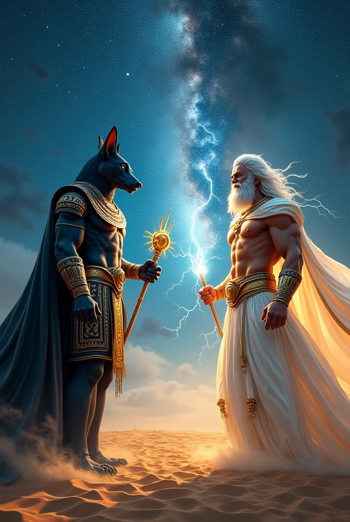 Anubis fighting Zeus 