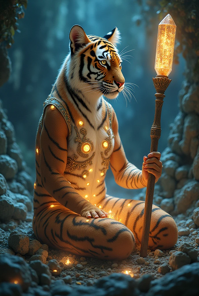 Himavanta creature, half tiger half fish, thai style, himavanta forest, pond