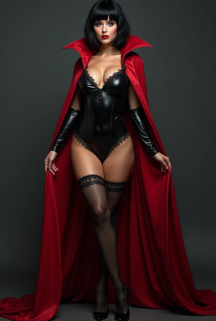 sorceress. sexy red robe, black panties, black hair