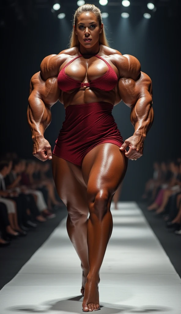 SeaArt Bot Txt2Img Default 01:47:12 Expires in 29 Day(s) 1 adult woman，mature and beautiful，muscle bodybuilder , (masterpiece, best quality:1.37), ultra-detailed:1.37, hyper-sharp:1.37, anime style, An illustration of a female bodybuilder, The female bodybuilder is 2m tall and has a muscular build. A female bodybuilder wears a black evening dressed, exposing her muscles，big breasts，high slit，off shoulder，fat hip. A female bodybuilder is standing on the stage, seductive smile, closed mouth, pink side-under cut hair, bodybuilder fashion, looking the viewer, view viewer,sexy pose，evening dressed，evening skirt dressed，Women&#39;s long evening dress