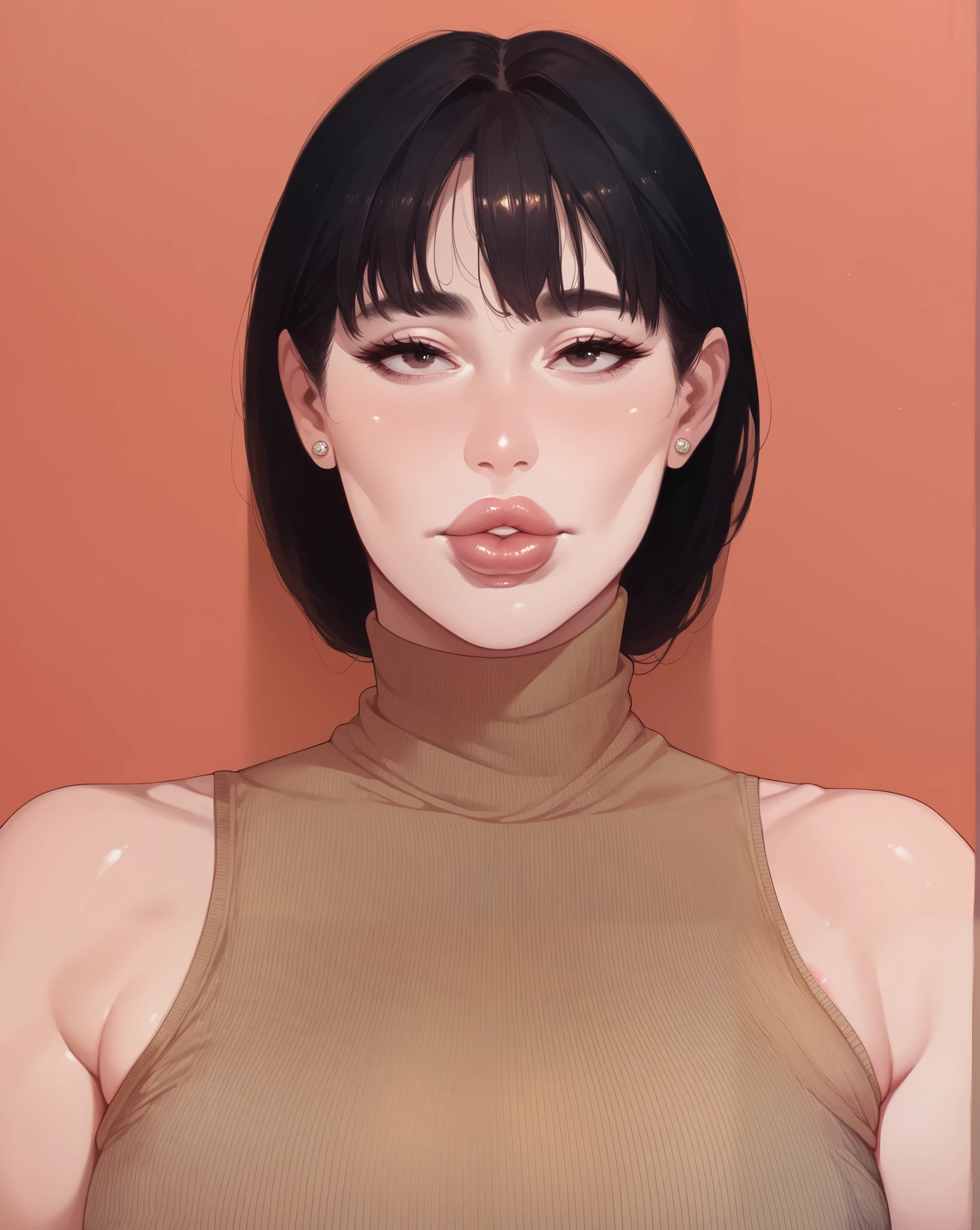 Up close face, score_9, score_8_up, score_7_up, milfication, Anatomically correct, Milf, korean woman, big lips, glossy lips,