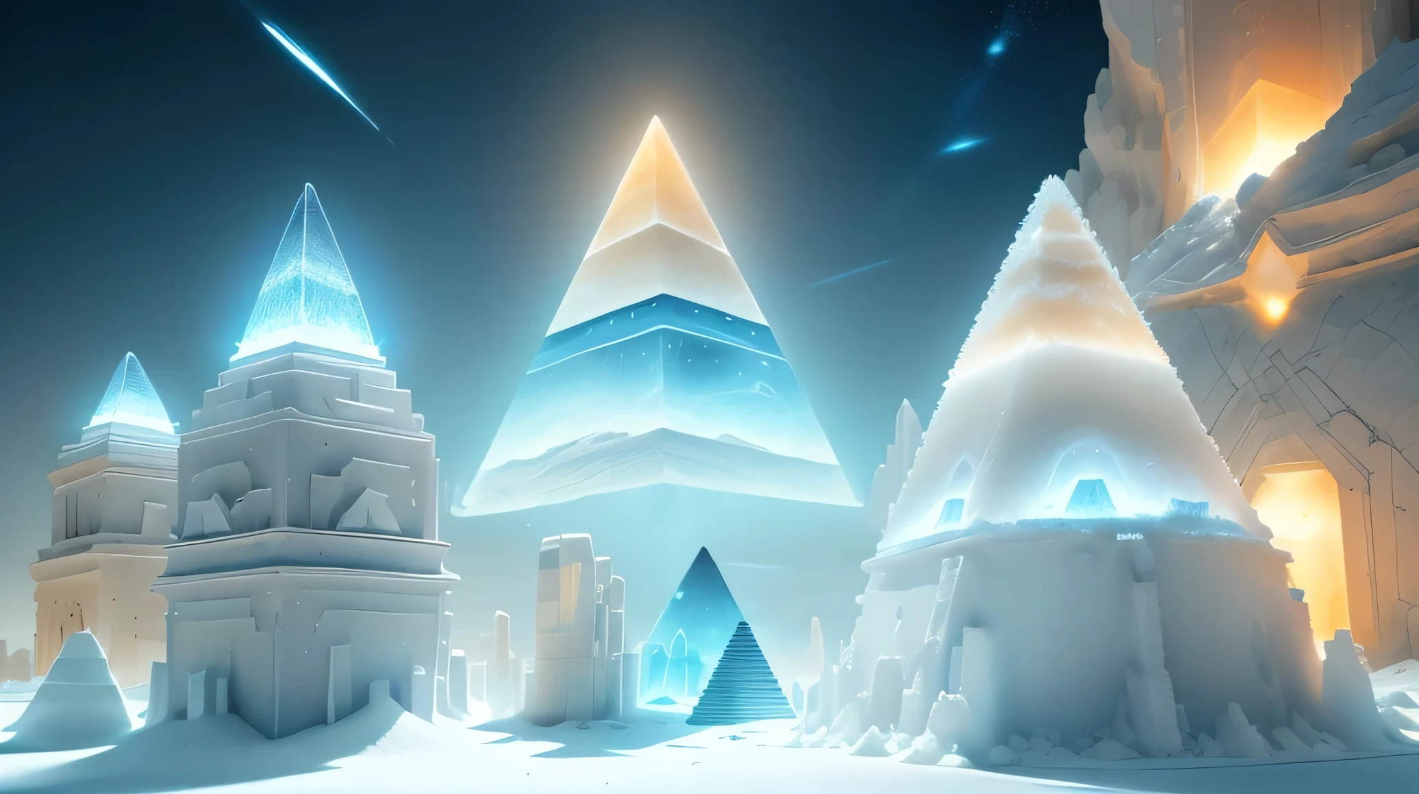 Salt technology , Science Fiction, Luminescence, inner light , Pure ,crystallization,
desert, pyramid \(structure\),Blue sky,