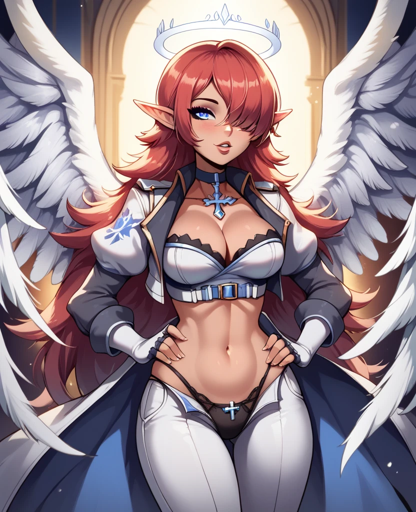 1girl, woman, (supersized Cyberprep:1.3) succubus, wings, full body, [:wild, creative costume design,:0.2], bombshell hair, red hair, Waist Length Hair,long bombshell hair, thicc hourglass figure, medium breasts, caucasian<lora:EnvyBeautyXL05:1>