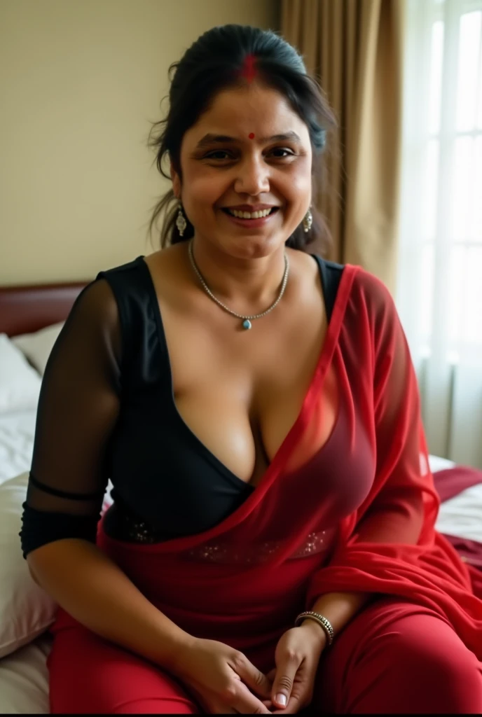 gritty raw photo of a mature Indian woman, age 40, detailed face,detailed body,super busty, toned body, big navel visible, posing  in bed for photoshoot teasing seductive look  completely naked fingering her vagina partially exposing  