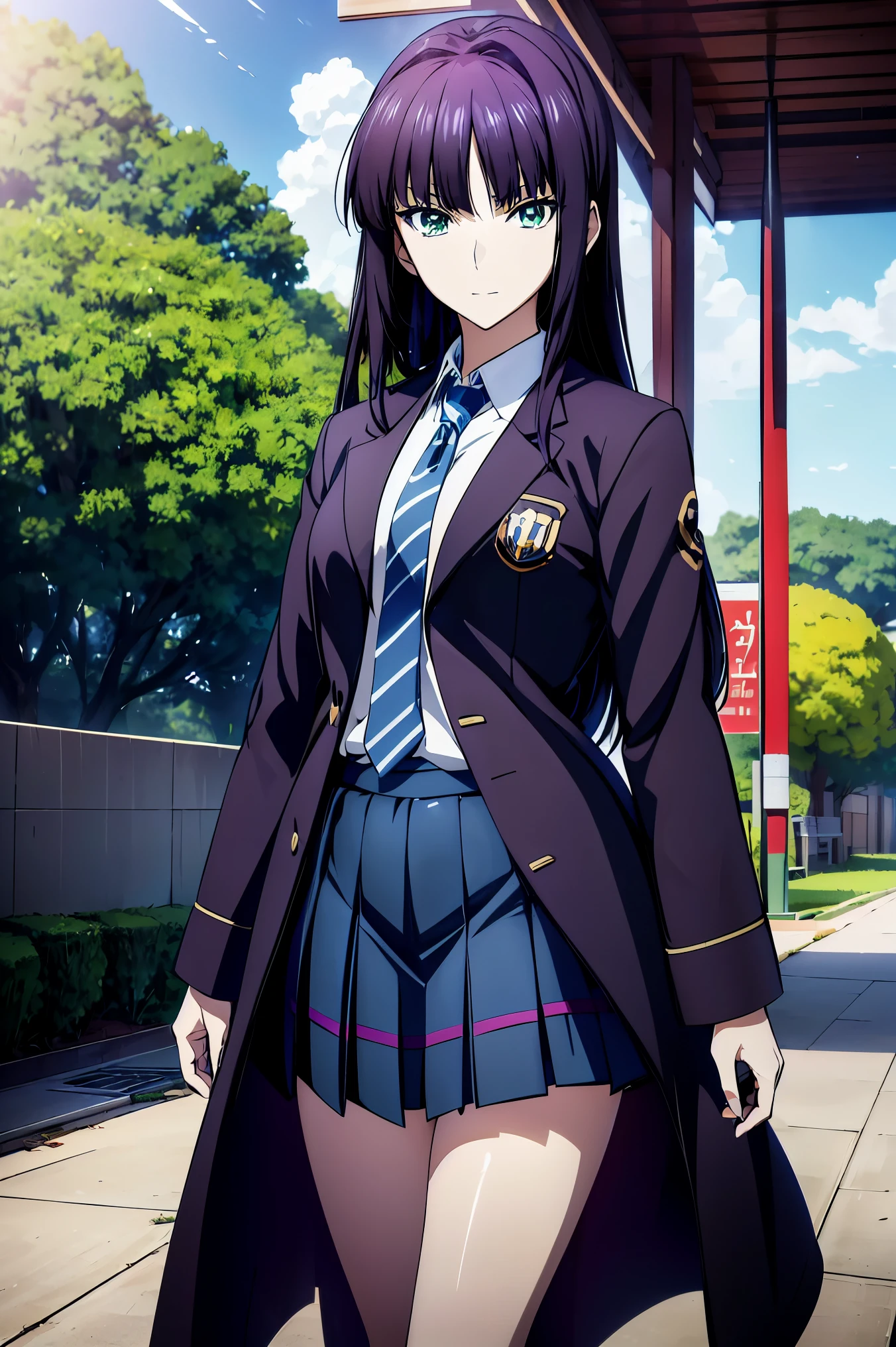 blazer uniform,赤 purple hair, green eyes, eyes like jewels, super high resolution, ((( green eyes))),赤 purple hair, beautifulアニメ高校の女の子,(Masterpiece:1.2, 最 high quality ), ( is present, photo is present:1.4), beautifulイラスト, ( natural light , Movie Screenplay ), nsfw, watch viewers , COWBOY SHOOTING , front view of the company:0.6, in the seat, Japanese, university student の女の子, perfect face, beautiful髪, beautiful顔, beautiful and amazing eyes, beautiful鎖骨, beautiful体, beautiful胸, beautiful太もも, beautiful足, beautiful指 , ((( navy jacket ), Light Blue Collared Shirt, Dark Blue Pleated Mini Skirt Vibrator , Black Socks , blue tartan ribbon tie )), ( beautiful風景), evening , Riverside, walk, smooth anime cg art , 魅惑的な Anime Girl , Let's Make a Girl in a Long Coat , high definition, very detailedなイラスト, High Resolution Faces in a Gorgeous Guest Room , RAW photos in the loop, film grain , standing , UHD and 8K Connection , 長い赤 purple hairと green eyesをした Anime Girl , Anime Moe Art Style , 若い Anime Girl の接写, smooth anime cg art , beautifulアニメの university student の女の子, Anime Moe Art Style , シュールな university student の女の子, Anime Girl , 魅力的な Anime Girl , シュールな university student の女の子, GIRL WITH SHINY CLOTHING , high definition, CG Details , high quality shadows, beautiful、delicate face、All the details , ディテール beautiful DELICATE EYES FULL OF DECISION,break( High Resolution 8K Wallpaper ),(高度に CG Details 8kの壁紙),Makima ( chainsaw man ),Scathach ( destiny / Grand Order Required ),reika shimohira , high definition, とても繊細で beautifulCGイラスト,最 high quality , is present Feeling , is present fabric, is present texture,((( debris flies))), (((最 high quality ))),8k,At 32k,Masterpiece, beautiful and charming anime woman , Supermarkets, very detailed, high definition,シュールな university student の女の子,Masterpiece, 最 high quality , high quality , Freshness , high quality texture, high quality shadow, high detail, sex, in the seat, university student , alone,I, alone, alone, ADULT BIB , beautiful長い脚, beautiful胸, beautiful太もも, Tight Legs , beautiful leg line , Slender Waist in an Unmanned Bar ,Mature body girl, big breasted with a cross eye, beautiful胸,reddish purple hair, purple hair, BLACK CURRANT HAIR , charming Anime Girl , colorful hair, Straight Hair ,shy smile,幸せそうなsmile, Brilliant Appearance ,cute smile,Cool Beauty, beautiful女性, handsome face , beautiful写実性, Attractive Figure , enchanting face , calm expression , beautiful髪,smile, colorful eyes , green eyes,Jade Eyes, beautiful目,bright eyes, DELICATE EYES FULL OF DECISION, Jewel Eyes ,Jade Eyes,( green eyes:1.5), charming face,8 heads,:171cm,彼女は首に necklace 身に着けています, necklace ,beaded necklace ,Magatama Accessories,smile,