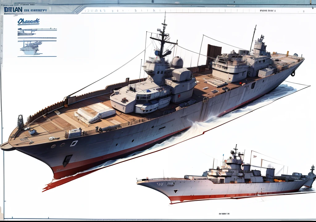 diesel war boat blueprint, three view, concept sketch blueprint,masterpiece, best quality ,high resolution,British Navy