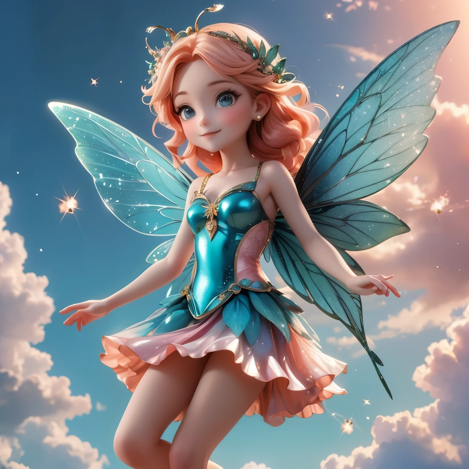 The decoration of the Golden Royal Family, a fairy with a cute, ish smile, is beautiful,Glitter Energy,