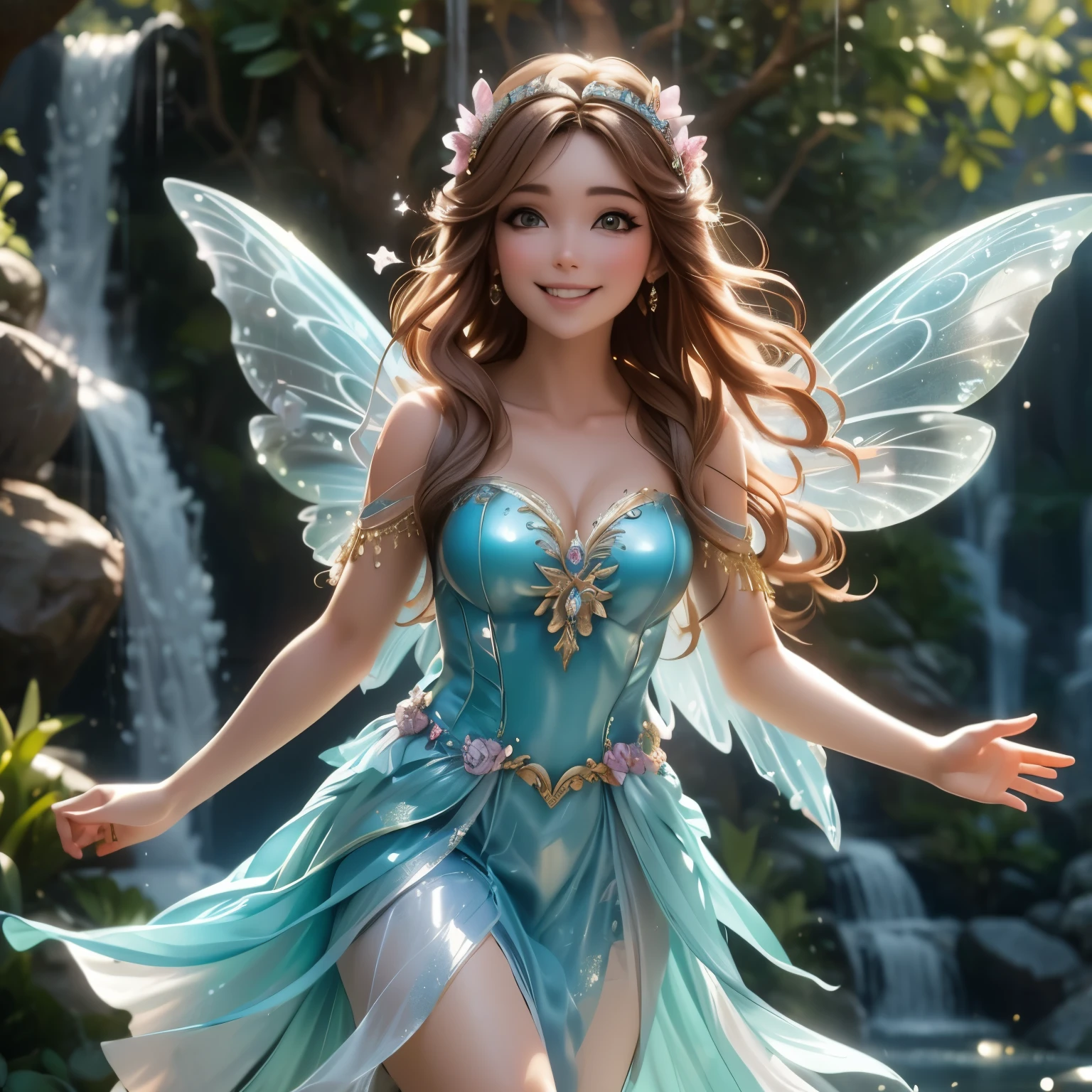 The decoration of the Golden Royal Family, a fairy with a cute, ish smile, is beautiful,Glitter Energy,