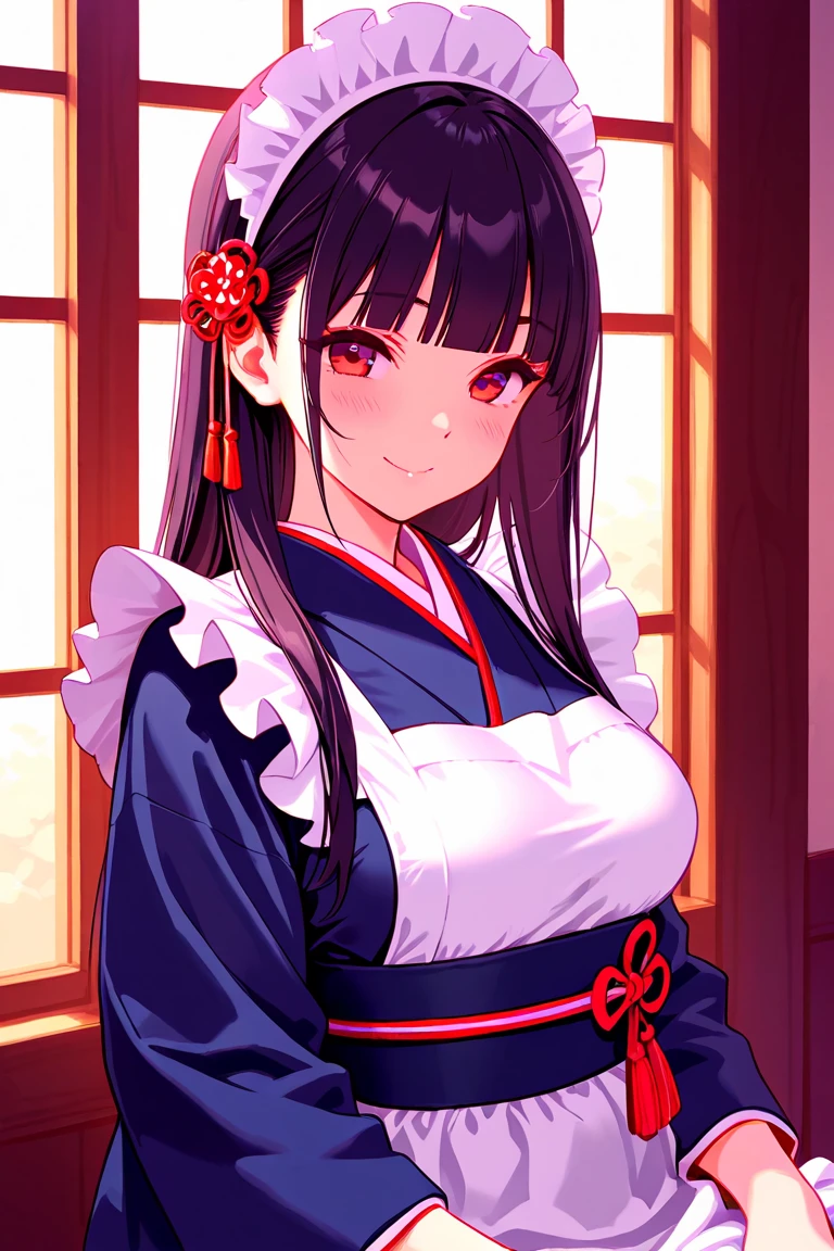kind face、big breasts、Fair skin、double、black hair、cute、anime、whole body、shortcut、kimono