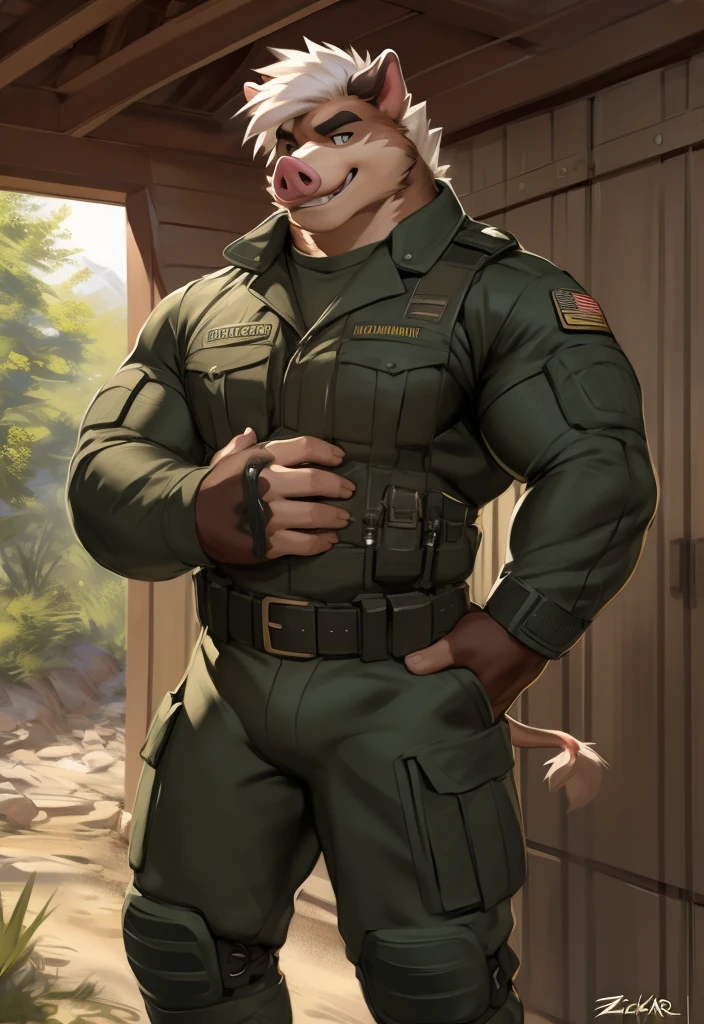 furry, anthro, gray wolf:1.2, realistic canine penis with knot:1.3, thick canine penis:1.8, thick canine penis:1.2, (he is wearing military black clothes with vest:1.6, black sweatshirt:1.6), malicios look, teeth, handjob, realistic canine penis, big flaccid testicles:1.4), super detailed, detailed face, best art, 8k, vibrant, by snowskau:0.4, by taran fiddler:1.8, by RedRusker:1.8, art stile, 3D, half body, halfbody