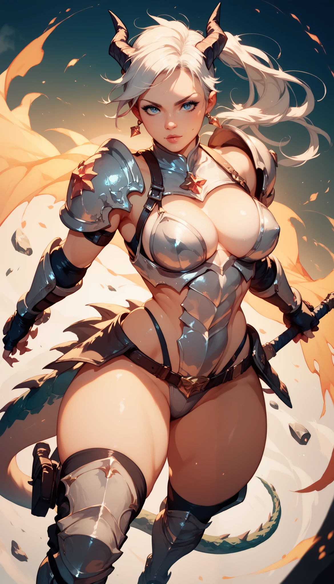 (rear view, backside view),(The best quality,A high resolution,Ultra - detailed,actual),Fran Final Fantasy XII, snow white hair reaching to the waist,( long white ears with hints of brown rabbit fur :1.4) ,(Her blood red eyes are accompanied by perfectly shaped eyebrows the same color as her hair.:1.4), (extremely provocative clothing:1.4) . Her legs are partially covered by clothing made of dark, shiny metal that leaves parts of her lower limbs uncovered and highlights her buttocks, and connects to double-stiletto heels with sharp claws on the toes.. She wears a bra made of the same material that slightly accentuates the breast area and covers her bare abdomen with a white fabric that manages to be transparent.. Her arms are also partially covered by a cloth with red pointed edges that reaches above the elbows.. Finally, He has a helmet with empty embroidery that completes the shape of his head and the vierna ears rest between two holes at the top., (cowboy pose :1.4), (Fran Final Fantasy XII:1.4), ,(Dungeon ruins background ruins large stones cavern cave :1.4 ), (detailed perfect anatomy :1.4), epic fantasy art style hd, 4K fantasy art, epic fantasy digital art style, epic fantasy art style, Fantasy Woman, epic fantasy art portrait, Epic fantasy style, hyperrealistic fantasy art, hd fantasy art, epic fantasy character art, epic fantasy art, in style of dark fantasy art, epic fantasy digital art, Unreal Engine:1.4,UHD,The best quality:1.4, Photorealistic:1.4, skin texture:1.4, masterpiece:1.8, (cinematic lighting :1.4),( Fran - Final Fantasy XII:V2.1), (cowboy pose :1.4), (bright colors),( vivid colors:1.2 ), (armadura white metallic brillante cyborg :1.4), (cyborg white transparente plastic metallic :1.4), (not mutations), ((cowboy pose)), (ojos hermosos rojos :1.4), (tiene un hermoso culo:1.4)