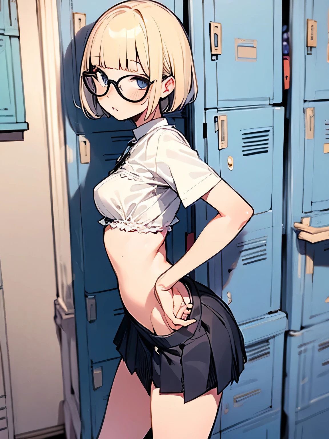 、(masterpiece、Highest quality)、Highest quality, Ultra-high resolution, (((masterpiece))), alone, Sweat、Big eyes, Composition from the front、Shortcuts、Embarrassed face、Blonde Hair、Cut your hair short、School classroom、Sailor suit、skirt、short hair、Browsing Caution、Upper body naked、Breasts exposed、Nipples、Large areola、Sitting in a chair without a backrest、Internal Medicine Examination、Woman showing her body、belly button、真Composition from the front、School Insurance Office、curtain、cubicle、window、door、Fluorescent lamp
