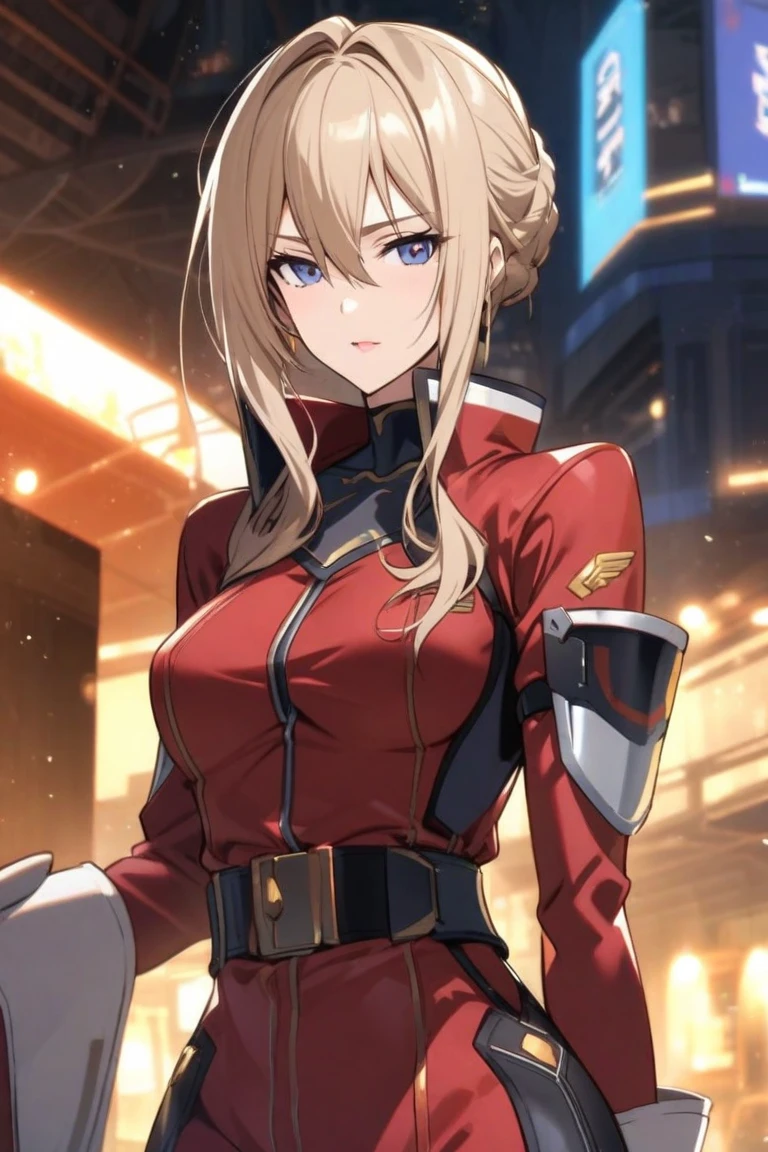 tanya degurechaff full-body shot Super Extra large breasts breast enlargement looking at camera smiling blushing shy uniform