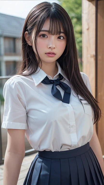 ((Breast enlargement)), (masterpiece, Highest quality:1.2), 8K, Young and beautiful girl, 85mm,Official AR RAW Photos, (), ((Small face)), (((Super big breasts))), Detailed nipples, Show me your ears、photo shoot, Cute face, Thighs, Classroom after school, Looking at the audience, Seductive look、smile、 makeup, Film Grain, chromatic aberration, Sharp focus, Face Light, Bright lighting, 10 generations, Detailed face, Background blur、((((((14 year oool girl))))))、Narrow waist, ((Schoolgirl uniform, Pleated mini skirt)), (White tiny panties), Sit on the floor with your legs spread, (Looking up), Looking down from above, Close up of face and boobs, ((Stick your tongue out and open your mouth)), Sensual look
