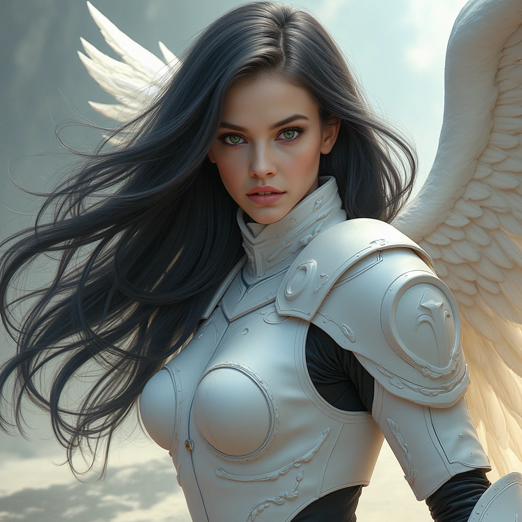 a steely glaze of a black haired battle angel