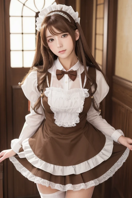((of the highest quality, 8K, masutepiece: 1.3, Raw photo)), Sharp Focus: 1.2, (1 AESPA Girl :1.1), Solo, (Realistic, Photorealistic: 1.37), (Face Focus: 1.1), Cute face, hyperdetailed face, (short messy hair: 1.2), Small Smile, Small breasts, flat chest, full nude, (dirndl: 1.5), ((ruffle-skirt, multilayer-skirt):1.32), (rolling up skirt herself, show me her panties :1.2), stand up, wind, Thigh, cafe, bar, lily, books