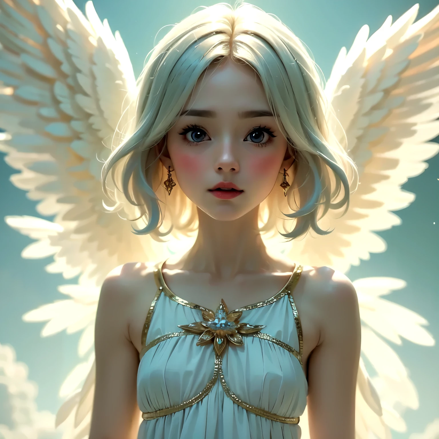 ( Masterpiece, top quality:1.2), (1 angel doll), Alone, Small Wings, Kind Face、