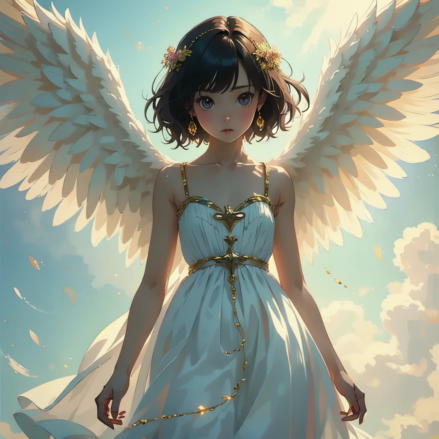 ( Masterpiece,  top quality:1.2), (1  angel doll), Alone, Small Wings, Kind Face、