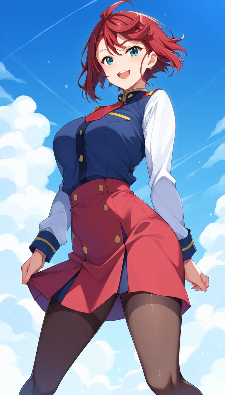 best quality, masterpiece:1.2), highly detailed, HDR, girl, 25 years old, (White jacket, straight jacket, military decorations on chest, black tie, white officer's cap, white short pleated skirt: 1.2), upright position, saluting, stand at attention, looking at the viewer, (beautiful detailed eyes, beautiful detailed lips, extremely detailed eyes and face, long eyelashes), (shapely, rounded, hourglass) body, (beautiful detailed breasts, shapely firm breasts), (shapely, toned) legs, (without pants, no underwear, visible vagina: 1.2) colonizer style city, city in the caribbean, sunny, view from below, nsfw