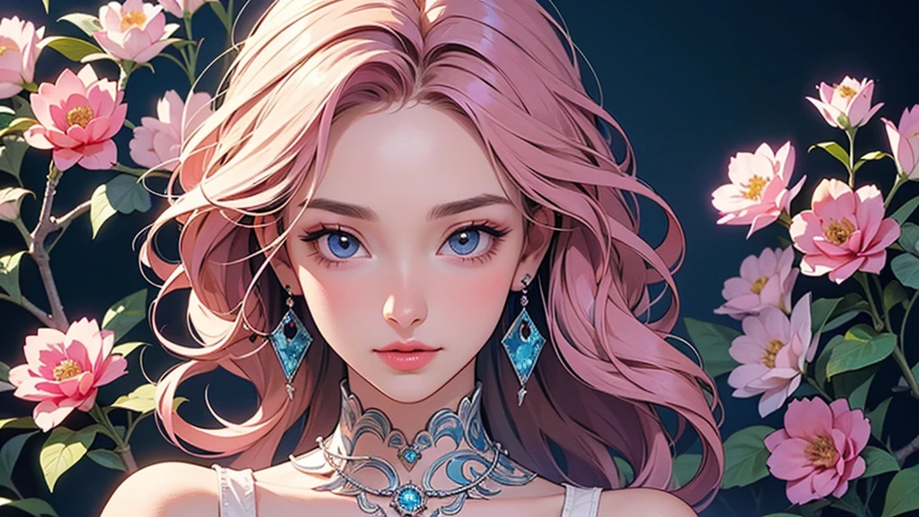 girl with、an lingerie、（PastelColors）、(portlate、above breasts、very closeup:1.1)、(​masterpiece、top-quality、offcial art、Beauty and aesthetics:1.2)、Dynamic Poses、(ultra-detailliert)、detaile、The best illustrations、hand-paintedhigh-quality、(Clean lines:1.3)、(line-drawing)、Ligneclair、Fractal Art,Wraparound configuration,flat-chest,flowers background,(intricate-detail),(detailedbackground:1.2),hight resolution,