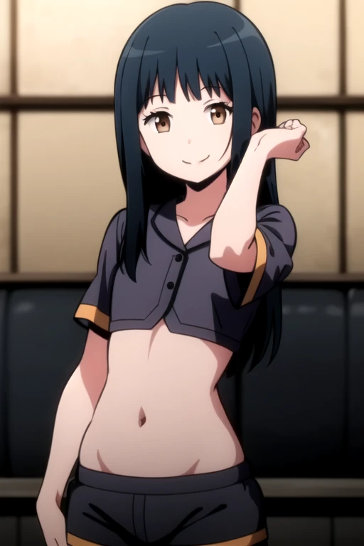 Long black hair,Beast Girl,Cat ears,Lori,Park in the Square,smile,9years,slender,Flat chest,first round,A crowd in the distance,NSFW,Naked,Double Peace Sign,blush,