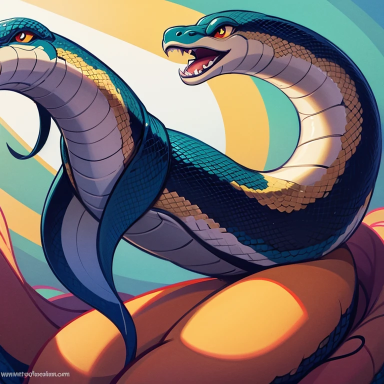 Lamia girl, blue snake tail, brown skin, long black hair, tropical forest, long snake tail instead of legs, no legs, legless, naked, bare breasts, bare arms, snake tail