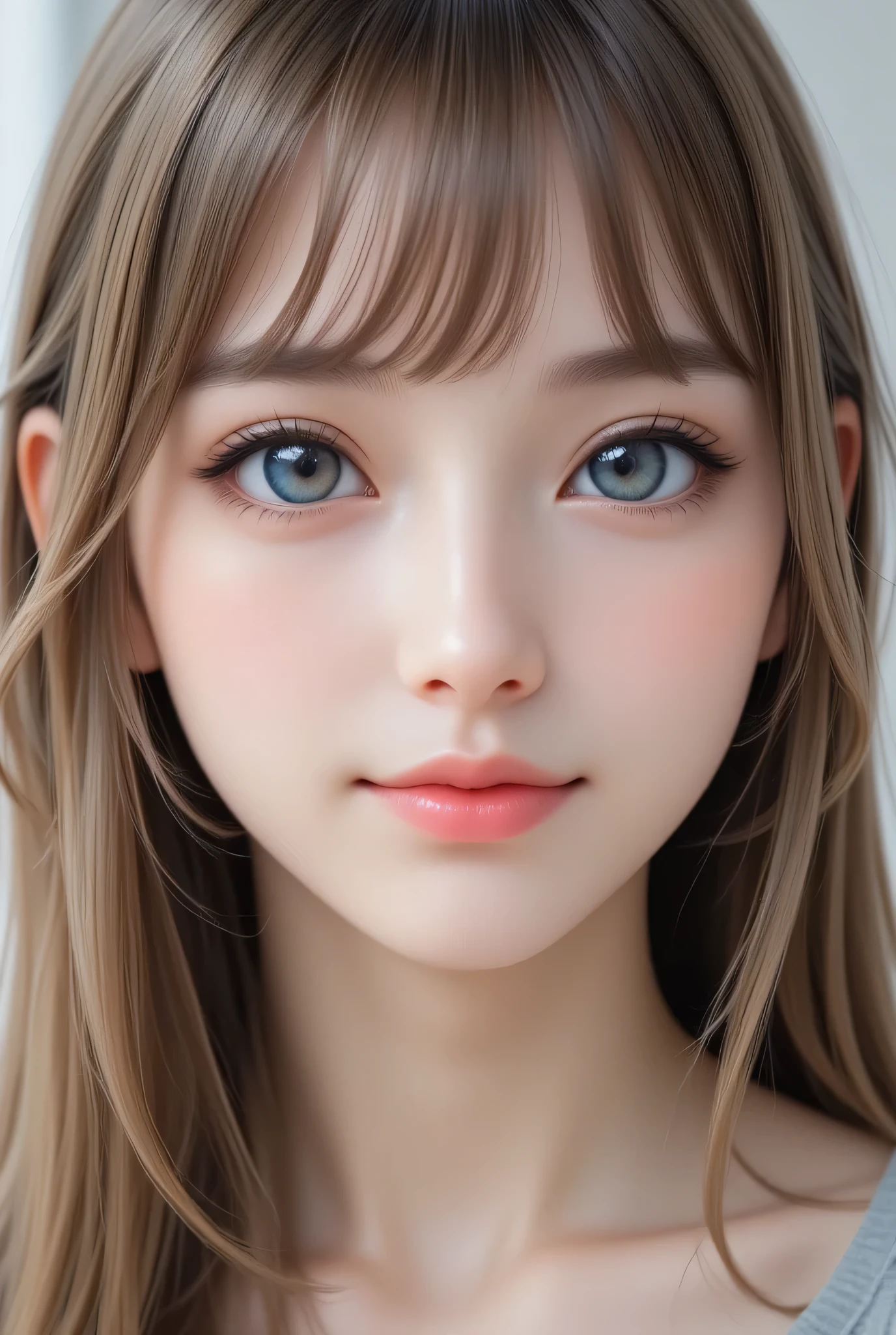 (super cute young face:1.3),
(full body shot:1.5),
(sparkling clear attractive large glowing eyes:1.5), (japanese idol face:1.5),very beautiful cute girl,(:1.4),cheerful happy smile,exquisite smooth and silky long brown straight hair,fair skin,(happy cheerful smile),professional photogragh,
happy cheerful smile,body shot,very thin natural makeup