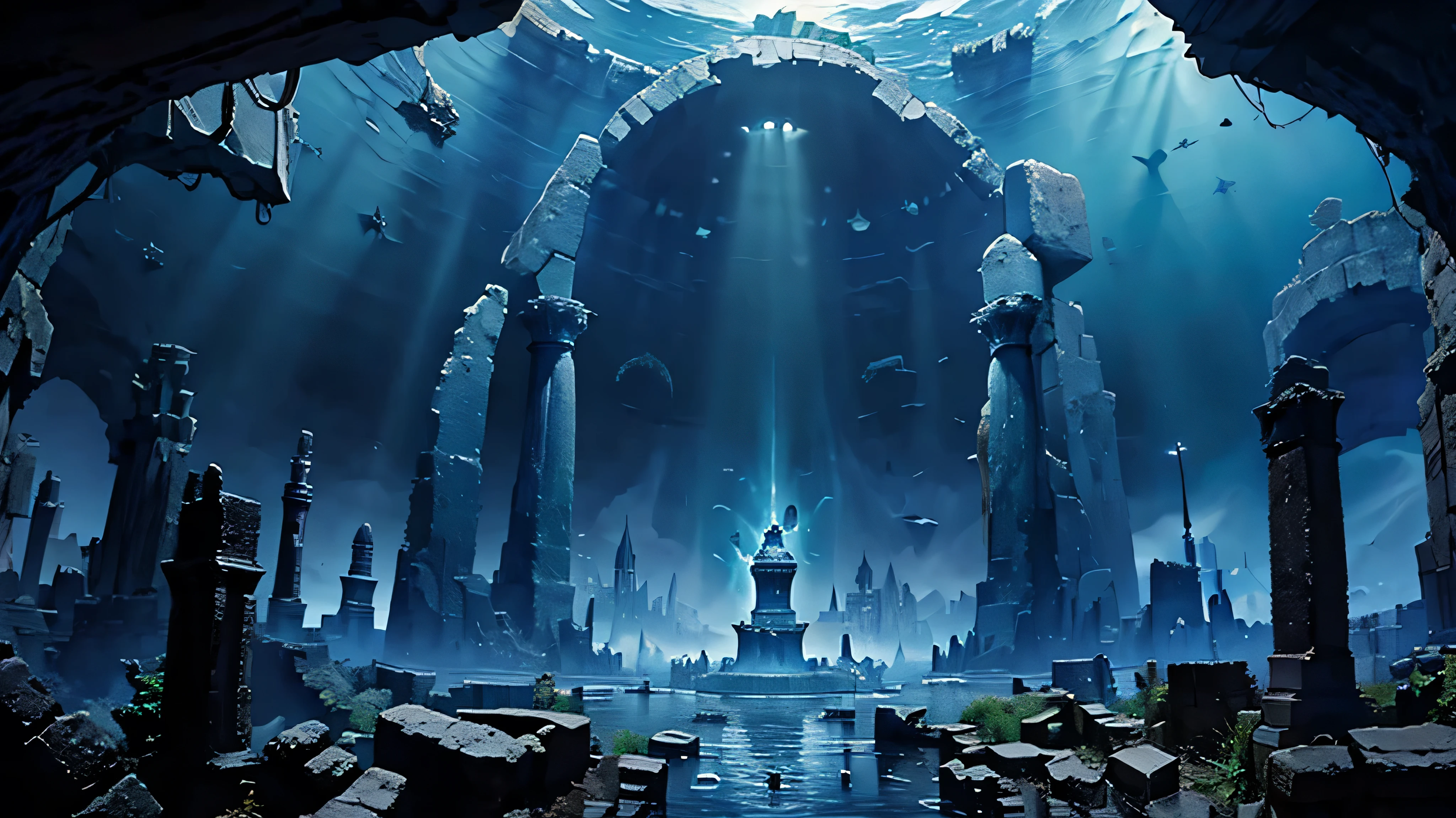 Magical Portals in Deep Sea Cities, Glass Channel , magic circle , Entrance Between Lost Ruins , Ancient Magical Portals ,Instances , magic circle