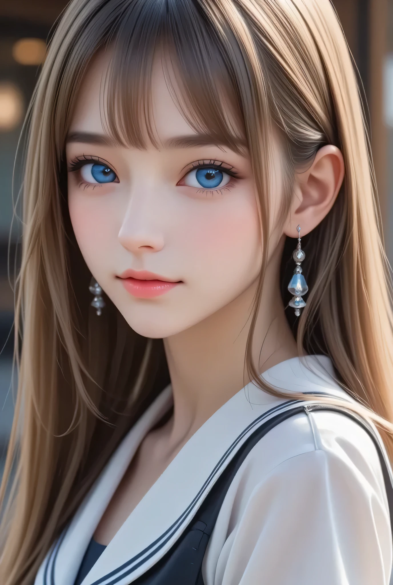 (super cute young face:1.3),
(japanese idol face:1.5),
very beautiful cute girl,
(:1.4),
sailor high school uniforms,
(beautiful pleated skirt:1,5),
cheerful happy smile,exquisite smooth and silky long brown straight hair,fair skin,(happy cheerful smile),professional photogragh, 
happy cheerful smile,body shot,very thin natural makeup 