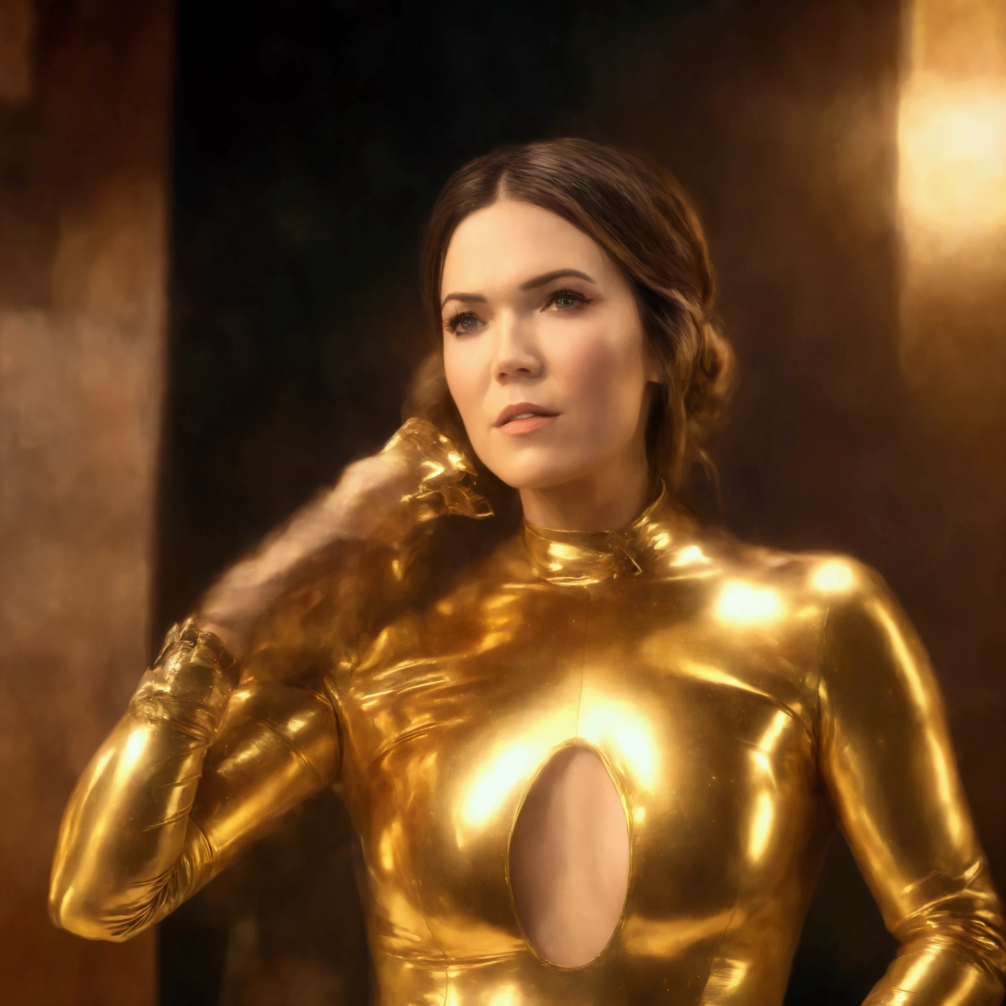 Winona Ryder covered in gold coins all over her naked body