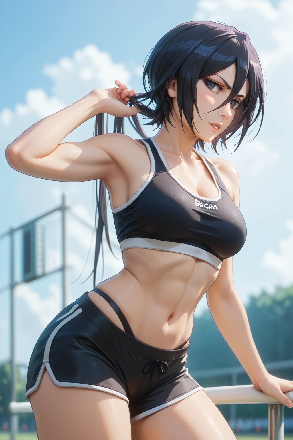 1girl, fitness, moody, statement