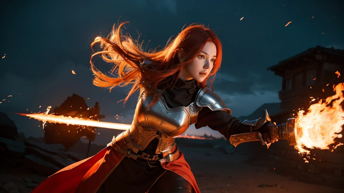 Warrior of red hair and armor