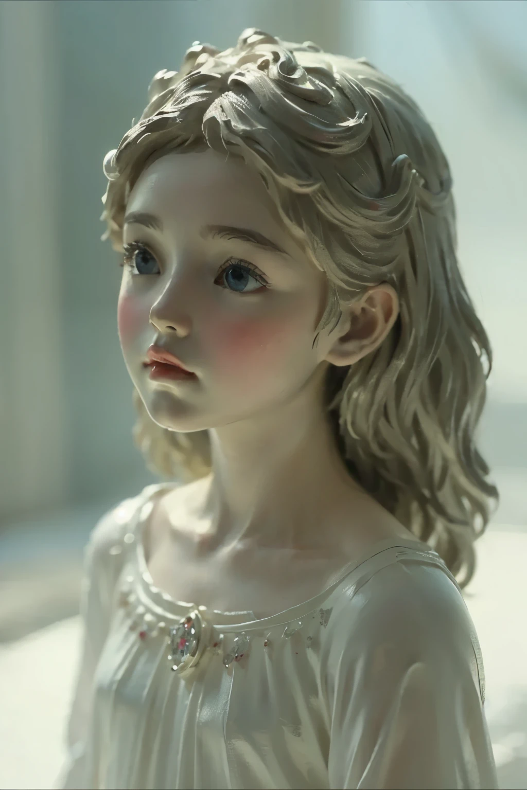 (1小さな少女の天使), Alone, Small Wings, Kind Face、 a pure white porcelain figurine 、 embodies simplicity and dreaminess 、 captures the nostalgic atmosphere of Kelvin's angels ,Thoughtfully , delicately decorated with delicate yet colorful paintings , This work evokes an age of elegance .. Ensure High quality capture to preserve the intricate details and the timeless charm of this figurine. Perfect craftsmanship, High quality capture.
very detailed, Atmospheric Hars , film grain, movie stills, shallow depth of field ,