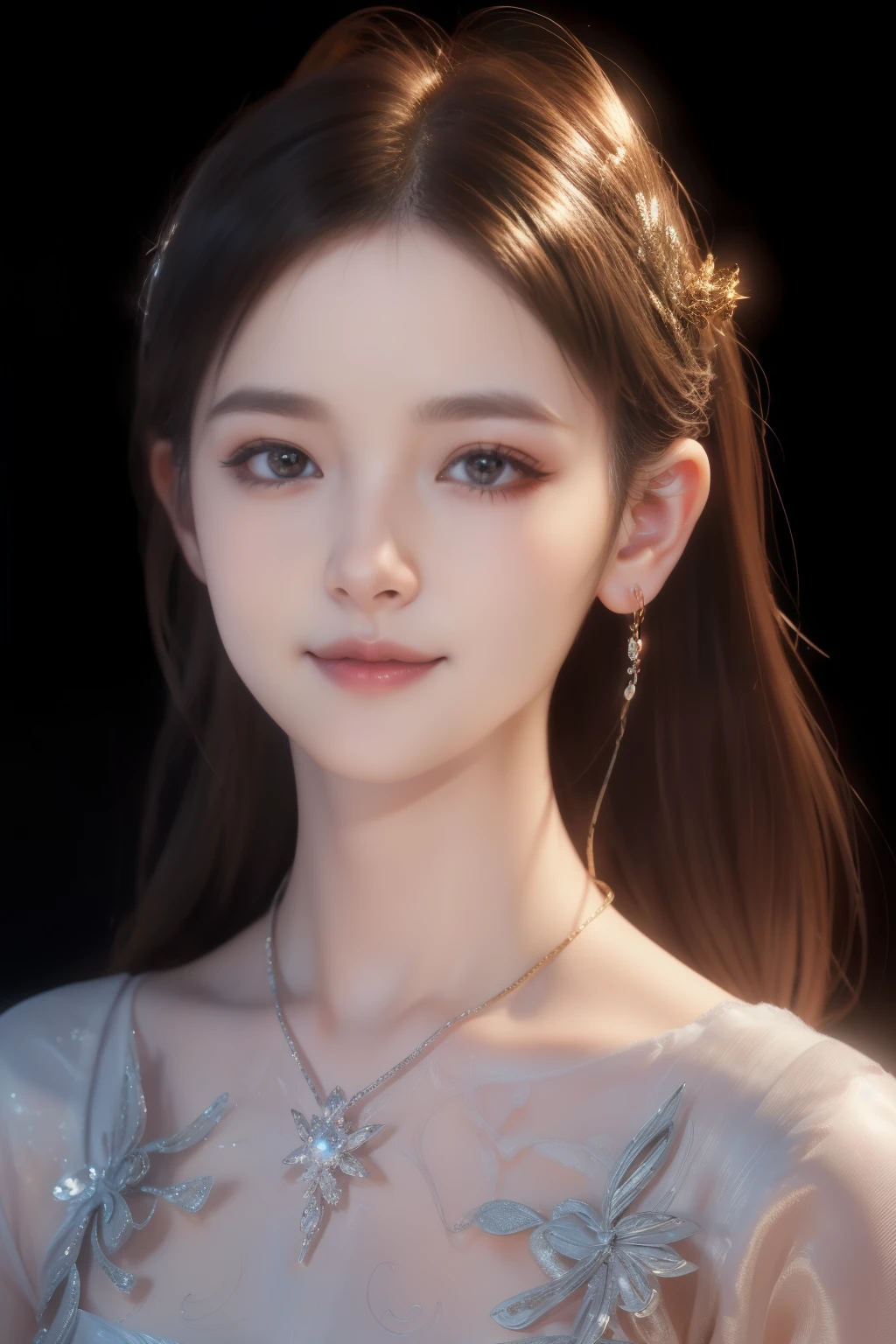 closeup on face, Face shot, (White dress :1.7), short miko skirt, Long streamers, blonde hairs, golden hair, (Pointed ears: 1.5), (Gold pattern quality:1.3), female pubic hair, with long blond hair, Off-the-Shoulders, Top detail CG quality 4K wallpaper, Master, A Masterpiece, portraits, The middle, Watch the footage, Beautiful Chinese-Korean mixed race idol, ((Super fine face, detailed description of facial features)), Lip biting makeup, Sweet smile, Perfect facial features, Model figure, Good complexion, the trees, branches, Golden meadow, stream, Golden leaves, Evening, Twilight, The setting sun, Twilight, autumn, twin braids, hair strand, diagonal bangs, hair ribbon, hair ornament, forehead jewel, jeweled branch of hourai, crescent hair ornament, fish hair ornament, hime cut, low ponytail, realism, god rays, sparkle, cinematic lighting, lens flare, UHD, high details, high quality, highres, best quality, 8k, 16k, high details, high quality, super detail, anatomically correct, masterpiece, ccurate