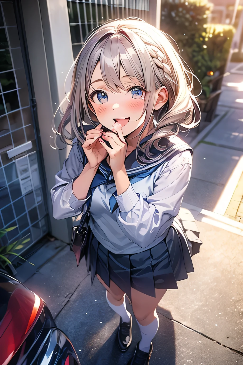 (Highest quality:1.24K, 8K, Studio Anime, Very detailed, Latest, Vibrant, High detail, High Contrast, masterpiece:1.2, Highest quality, Best aesthetics), (((1 Girl))), Sit and pose, JK, Sailor suit, Pleated skirt, loose socks, loafers, Please open your mouth a little:1.2, smile, Dynamic Angle, look up:1.3, Friendly atmosphere, Beautiful Hair, Shiny Hair, Beautiful Skin, Detailed face and eyes, Glossy Lips, Curvy Women, Striking contrast, {pmbkk, }{realistic, }{1girl, }{open mouth, |}{solo, |}{cum in mouth, |}{looking at viewer, ||}{cum, }{portrait, |||||}{tongue, ||||||||||}{close-up, ||||||||||}{facial, ||}{cum on tongue, ||}{eyelashes, ||||||||||||}{nose, ||||||||||||||}{after fellatio, |||||}{upper teeth only, |||||||||||||||}{solo focus, |||||||||||||||}{looking up, ||||||||||||||||}{hetero, |||||||||||||||||}{1boy, ||||||||||||||||||}{penis, ||||||||||||||||||}{uvula, |||||||||||||||||||}{bukkake, ||||}{erection, |||||||||||||||||||}{oral invitation, |||||||||||}{half-closed eyes, ||||||||||||||||||||}{saliva, ||||||||||||||||||||},